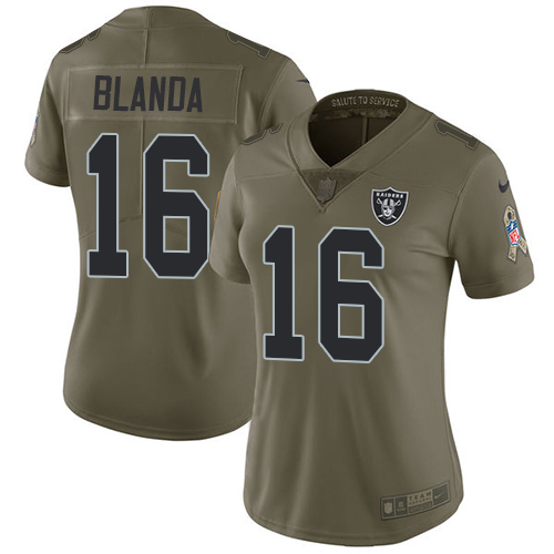 Women's Nike Oakland Raiders #16 George Blanda Limited Olive 2017 Salute to Service NFL Jersey