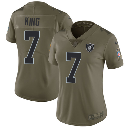 Women's Nike Oakland Raiders #7 Marquette King Limited Olive 2017 Salute to Service NFL Jersey