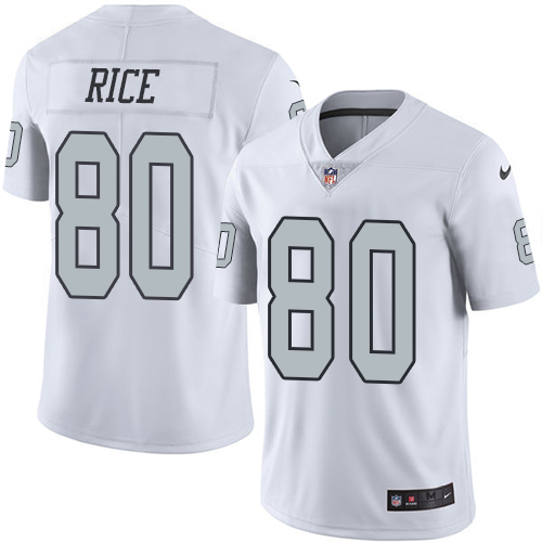 Youth Nike Oakland Raiders #80 Jerry Rice Elite White Rush Vapor Untouchable NFL Jersey
