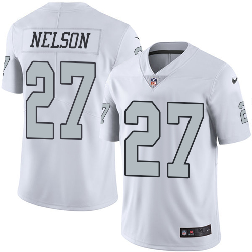 Youth Nike Oakland Raiders #27 Reggie Nelson Elite White Rush Vapor Untouchable NFL Jersey
