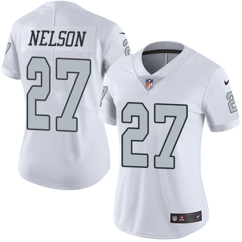 Women's Nike Oakland Raiders #27 Reggie Nelson Elite White Rush Vapor Untouchable NFL Jersey