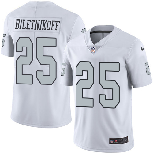 Youth Nike Oakland Raiders #25 Fred Biletnikoff Elite White Rush Vapor Untouchable NFL Jersey