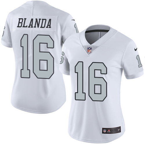 Women's Nike Oakland Raiders #16 George Blanda Elite White Rush Vapor Untouchable NFL Jersey