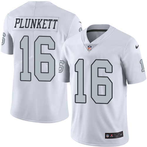 Youth Nike Oakland Raiders #16 Jim Plunkett Elite White Rush Vapor Untouchable NFL Jersey