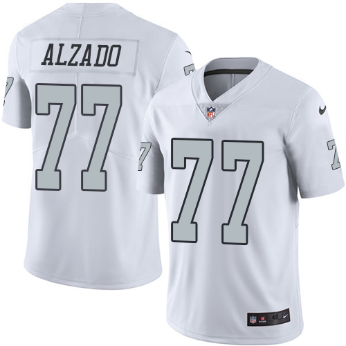 Men's Nike Oakland Raiders #77 Lyle Alzado Elite White Rush Vapor Untouchable NFL Jersey