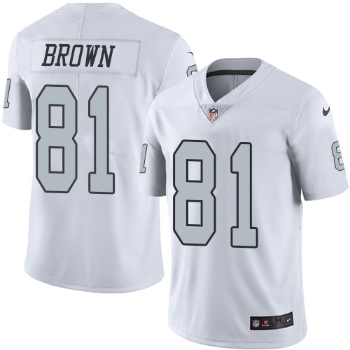 Men's Nike Oakland Raiders #81 Tim Brown Limited White Rush Vapor Untouchable NFL Jersey