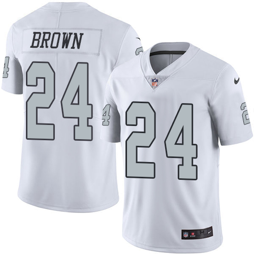 Youth Nike Oakland Raiders #24 Willie Brown Elite White Rush Vapor Untouchable NFL Jersey