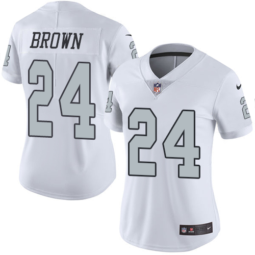 Women's Nike Oakland Raiders #24 Willie Brown Limited White Rush Vapor Untouchable NFL Jersey