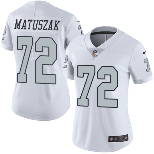 Women's Nike Oakland Raiders #72 John Matuszak Elite White Rush Vapor Untouchable NFL Jersey
