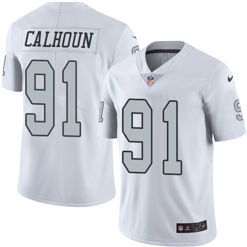 Youth Nike Oakland Raiders #91 Shilique Calhoun Elite White Rush Vapor Untouchable NFL Jersey