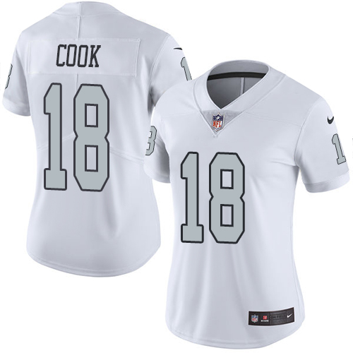 Women's Nike Oakland Raiders #18 Connor Cook Elite White Rush Vapor Untouchable NFL Jersey