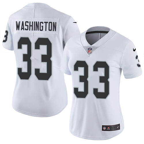 Women's Nike Oakland Raiders #33 DeAndre Washington White Vapor Untouchable Limited Player NFL Jersey