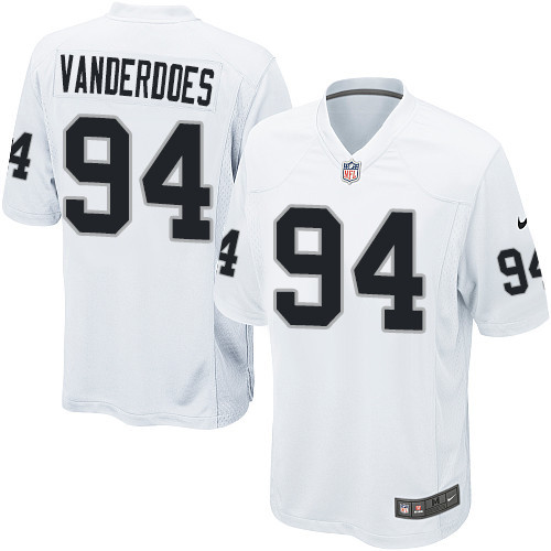 Men's Nike Oakland Raiders #94 Eddie Vanderdoes Game White NFL Jersey