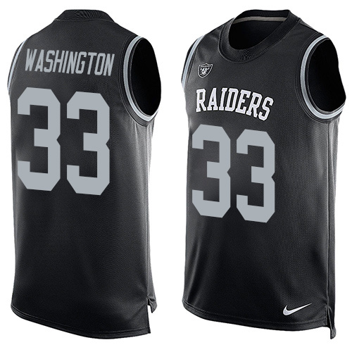 Men's Nike Oakland Raiders #33 DeAndre Washington Limited Black Player Name & Number Tank Top NFL Jersey