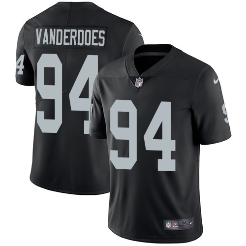 Youth Nike Oakland Raiders #94 Eddie Vanderdoes Black Team Color Vapor Untouchable Elite Player NFL Jersey