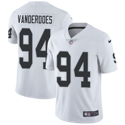 Youth Nike Oakland Raiders #94 Eddie Vanderdoes White Vapor Untouchable Elite Player NFL Jersey
