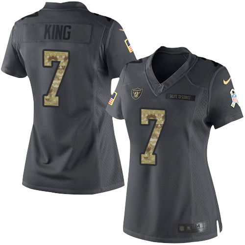 Women's Nike Oakland Raiders #7 Marquette King Limited Black 2016 Salute to Service NFL Jersey