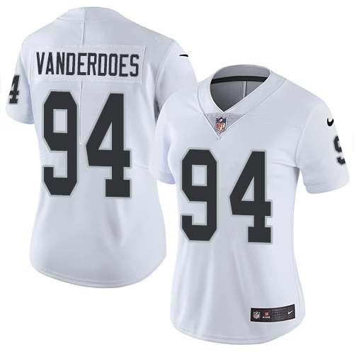 Women's Nike Oakland Raiders #94 Eddie Vanderdoes White Vapor Untouchable Elite Player NFL Jersey
