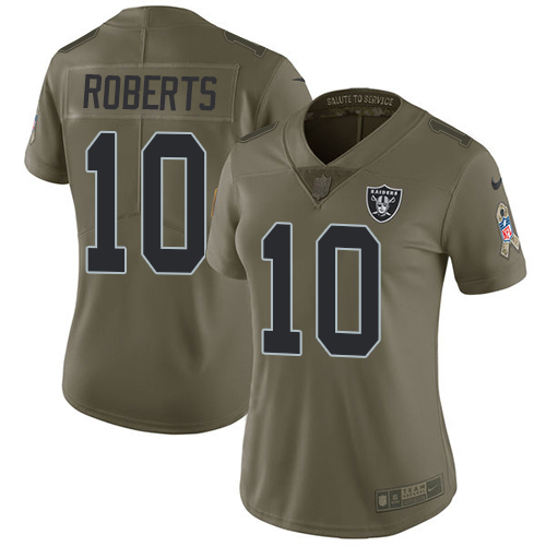 Women's Nike Oakland Raiders #10 Seth Roberts Limited Olive 2017 Salute to Service NFL Jersey