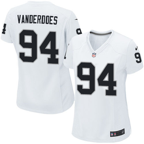 Women's Nike Oakland Raiders #94 Eddie Vanderdoes Game White NFL Jersey