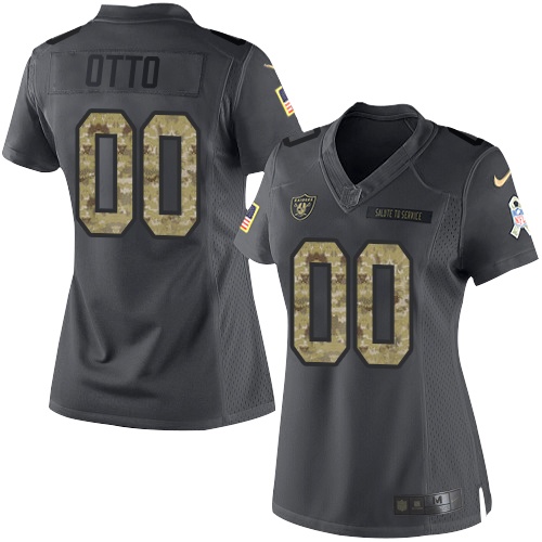 Women's Nike Oakland Raiders #00 Jim Otto Limited Black 2016 Salute to Service NFL Jersey