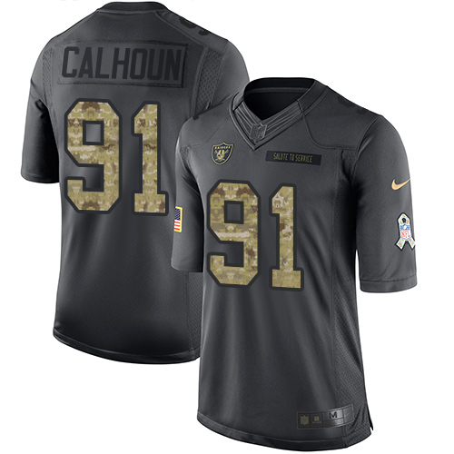 Youth Nike Oakland Raiders #91 Shilique Calhoun Limited Black 2016 Salute to Service NFL Jersey
