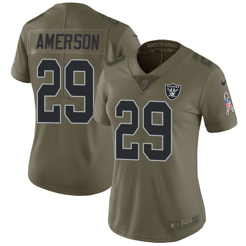 Women's Nike Oakland Raiders #29 David Amerson Limited Olive 2017 Salute to Service NFL Jersey