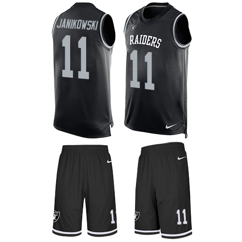 Men's Nike Oakland Raiders #11 Sebastian Janikowski Limited Black Tank Top Suit NFL Jersey