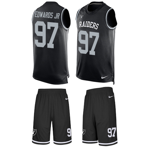 Men's Nike Oakland Raiders #97 Mario Edwards Jr Limited Black Tank Top Suit NFL Jersey