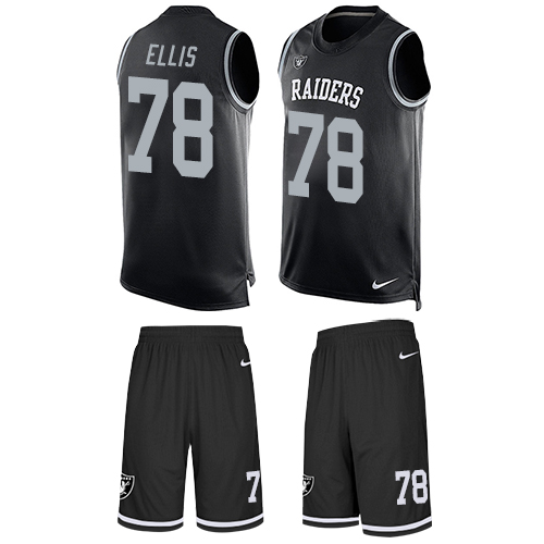 Men's Nike Oakland Raiders #78 Justin Ellis Limited Black Tank Top Suit NFL Jersey