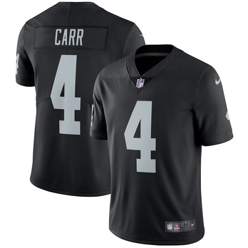 Youth Nike Oakland Raiders #4 Derek Carr Black Team Color Vapor Untouchable Limited Player NFL Jersey