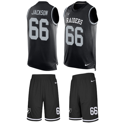 Men's Nike Oakland Raiders #66 Gabe Jackson Limited Black Tank Top Suit NFL Jersey