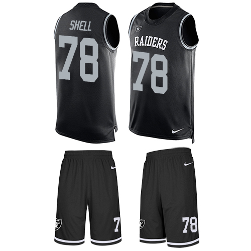 Men's Nike Oakland Raiders #78 Art Shell Limited Black Tank Top Suit NFL Jersey
