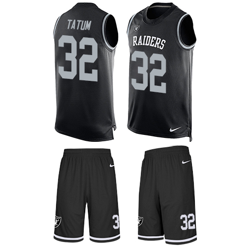 Men's Nike Oakland Raiders #32 Jack Tatum Limited Black Tank Top Suit NFL Jersey