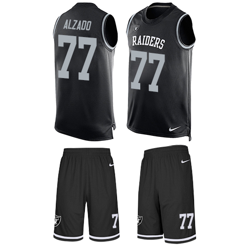 Men's Nike Oakland Raiders #77 Lyle Alzado Limited Black Tank Top Suit NFL Jersey