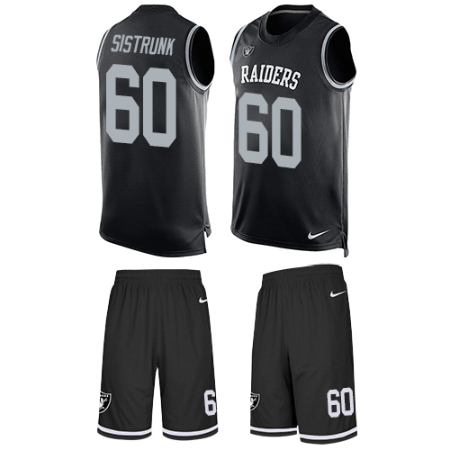 Men's Nike Oakland Raiders #60 Otis Sistrunk Limited Black Tank Top Suit NFL Jersey