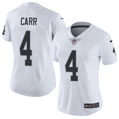 Women's Nike Oakland Raiders #4 Derek Carr White Vapor Untouchable Elite Player NFL Jersey
