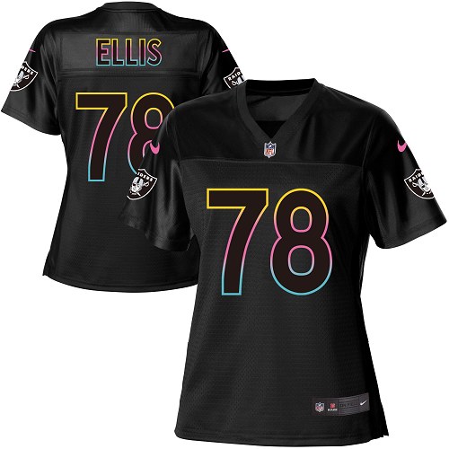 Women's Nike Oakland Raiders #78 Justin Ellis Game Black Fashion NFL Jersey