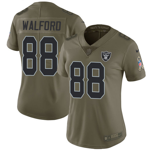 Women's Nike Oakland Raiders #88 Clive Walford Limited Olive 2017 Salute to Service NFL Jersey