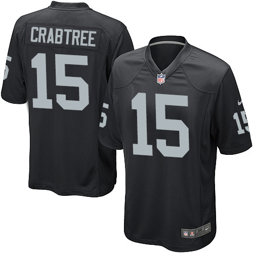 Men's Nike Oakland Raiders #15 Michael Crabtree Game Black Team Color NFL Jersey