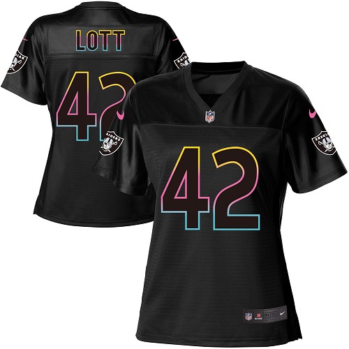 Women's Nike Oakland Raiders #42 Ronnie Lott Game Black Fashion NFL Jersey
