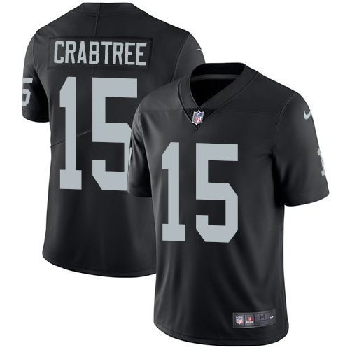 Youth Nike Oakland Raiders #15 Michael Crabtree Black Team Color Vapor Untouchable Elite Player NFL Jersey
