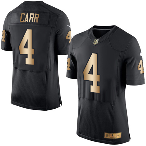 Men's Nike Oakland Raiders #4 Derek Carr Elite Black/Gold Team Color NFL Jersey
