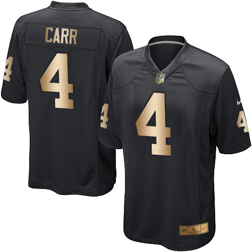 Youth Nike Oakland Raiders #4 Derek Carr Elite Black/Gold Team Color NFL Jersey