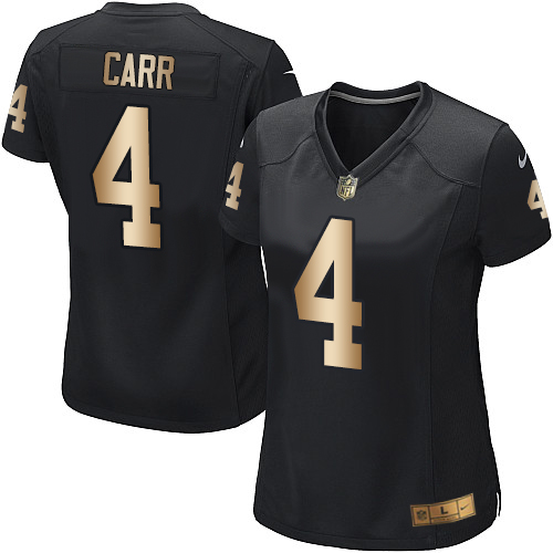Women's Nike Oakland Raiders #4 Derek Carr Elite Black/Gold Team Color NFL Jersey
