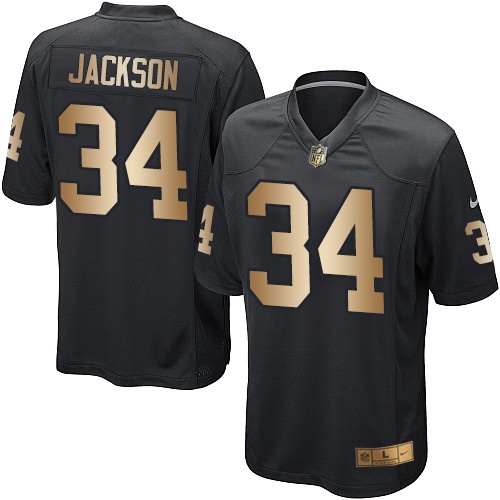 Youth Nike Oakland Raiders #34 Bo Jackson Elite Black/Gold Team Color NFL Jersey