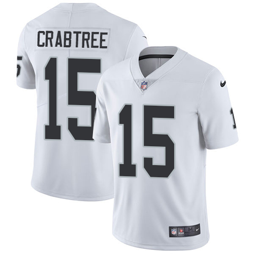 Youth Nike Oakland Raiders #15 Michael Crabtree White Vapor Untouchable Elite Player NFL Jersey