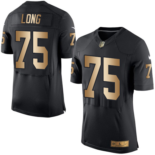 Men's Nike Oakland Raiders #75 Howie Long Elite Black/Gold Team Color NFL Jersey
