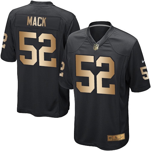 Youth Nike Oakland Raiders #52 Khalil Mack Elite Black/Gold Team Color NFL Jersey