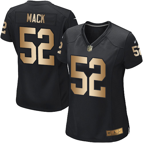 Women's Nike Oakland Raiders #52 Khalil Mack Elite Black/Gold Team Color NFL Jersey